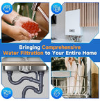 PUREPLUS 2-Stage Whole House Water Filtration System, Reduces Chlorine, Odor, Heavy Metals & Rust, with Pressure Gauges, 10" x 4.5" Housing, 1" Inlet/Outlet, PP Sediment & KDF Carbon Block Filters