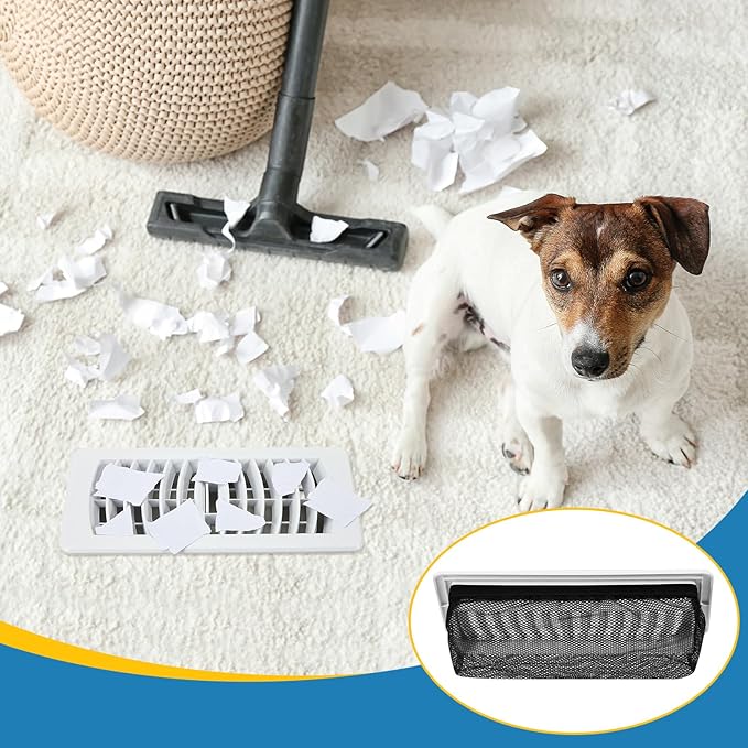 Zonon 12 Pcs 4 x 10 Inch Floor Register Cover Trap Vent Screen for Home Vent Mesh Elastic Band Filter Floor Register Trap Keeps Pet Hair,Food Out(Black)