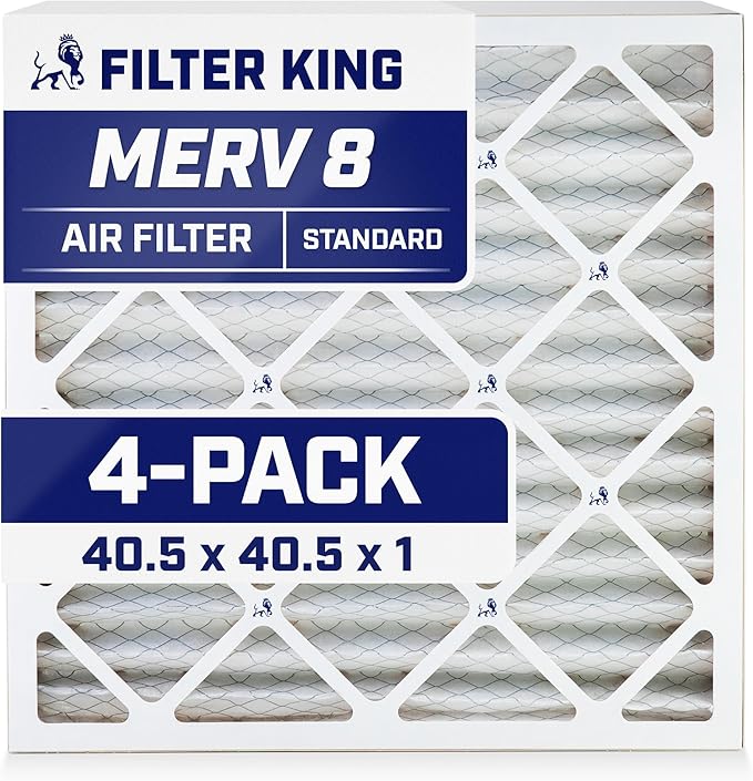 Filter King 40.5x40.5x1 Air Filter | 4-PACK | MERV 8 HVAC Pleated A/C Furnace Filters | MADE IN USA | Actual Size: 40.5 x 40.5 x .75"