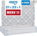 Aerostar 21x23x1 MERV 11 Pleated Air Filter, AC Furnace Air Filter, 6 Pack (Actual Size: 20 7/8" x 22 7/8" x 3/4")