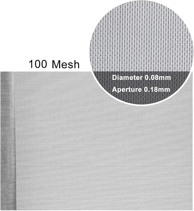 Stainless Steel Woven Wire Mesh, 304 Steel Wire Cloth, 100 Mesh High-Density Filter Screen, Rodent-Proof Insect Mesh, Tear-Resistant Metal Grid for Airbricks, Garden