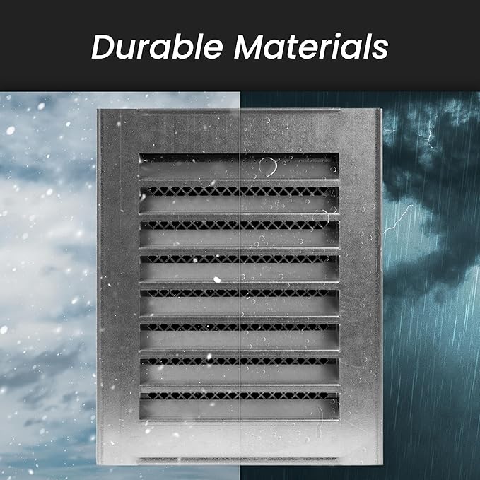 Repa Market 8" x 8" Inch (Inner Dimensions) Galvanized Steel Soffit Vent Cover - Louvered Square Gable Vent with Mesh Screen - Intake/Exhaust Ventilation Grill - HVAC Ducting Return Air Vent Cover