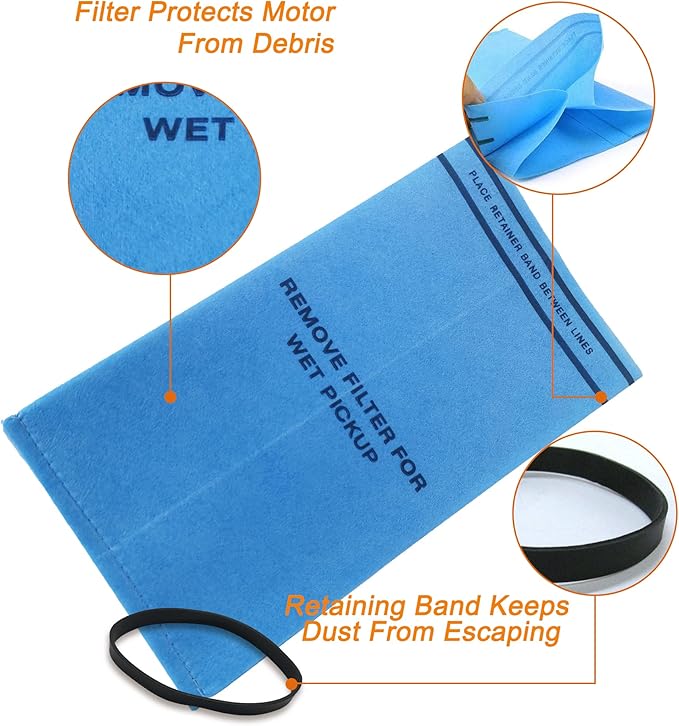 Smilefil 9 Pack Wet Dry Vacuum Filter Bags Compatible with Stinger 2.5 to 5 Gallon WS0255VA, WORKSHOP WS01025F, Craftsman 9-38737, MultiFit VF2000, Select 2-1/2 to 5-Gallon Shop Vac Vacuums