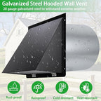 10 Inch Wall Vent Cover,Exhaust Vent Hooded Wall Vent with Screen and Damper,Outdoor Wall Exhaust Vent Cap Exterior Air Vent Cover for Kitchen Range Hood HVAC Duct Dryer Ventilation,Galvanized Steel