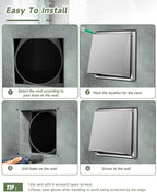 Upgraded 4" Stainless Steel 304 Dryer Vent Cover Outdoor - Rubber Cushioned Non-Return Flap (Noise Reduction) Air Vent with Built-in Fly Screen & 6 Screws for Bathroom Exhaust Vent Office Home