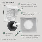 Vent Systems 6" Inch Exhaust Vent Cover with Rubber Gasket - White Galvanized Steel - Robust and Weatherproof Outdoor Air Exhaust Box - Duct or Surface Mounting - Rain and Snow Protection