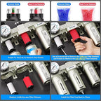 TAILONZ PNEUMATIC 0-240PSI 3/4 Inch NPT Industrial Grade 4 Stage Air Drying System, Particulate Filter, Coalescing Filter, Double Desiccant Dryer 5 Micron Filter +0.01 Micron Filter (Manual Drainage)