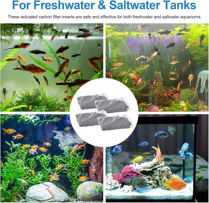 4 Pack Activated Carbon Inserts for AquaClear 70 Aquarium Filter,Carbon Media for Fluval Aqua Clear up to 70 Gallons Aquariums,Charcoal for Fish Tank Filter A1386