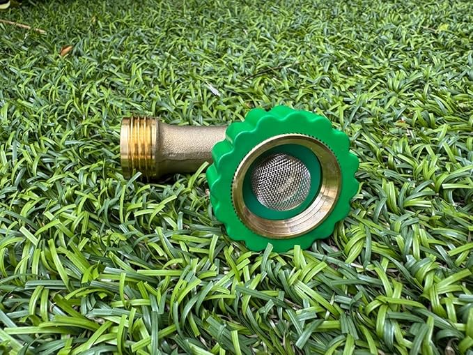 Lead-Free Brass 90°Hose Elbow Fitting,90 Degree Hose Saver Green Quick Swivel Connect Adapter,Thread Size 3/4" Connectors,Hose Protector with Water Filter 1 Pc