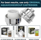 AquaHomeGroup Shower Head Filter for Hard Water – 20-Stage + 5 Replacement Cartridges – Removes Chlorine, Fluoride, and Other Chemicals – Vitamin C, E & A Shower Filter for Glowing Skin & Hair