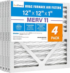 LotFancy 12x12x1 Air Filter MERV 11 4-Pack, Electrostatic Pleated AC Furnace Air Filter, Captures Dust, Smog & Pet Dander, Actual Size: 11.75"x11.75"x0.75"