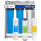 Express Water Whole House Water Filter System | ESSENTIAL | 3 Stage Whole Home Filter, Top-Tier Filters Produce Overachieving H2O, Significantly Reduces Chlorine & Sulfur Smell/Taste, Healtheir Skin