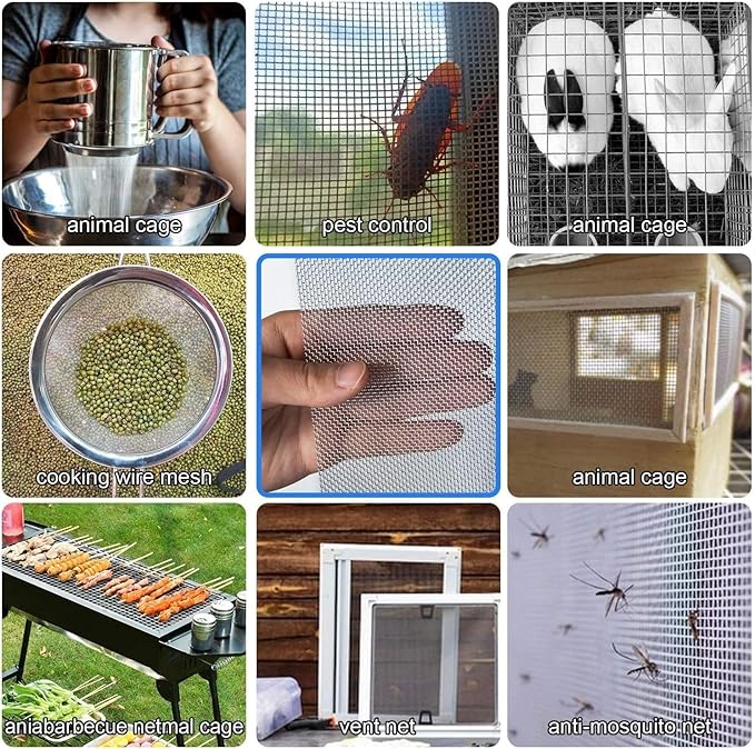 Stainless Steel Woven Wire Mesh, 304 Metal Mesh Sheet, 16 Mesh, Anti-Rust & Tear-Resistant, Vent, Filter, Garden Rodent Guard, Insect Screen, Easy to Cut (Silver 1.2x5m)