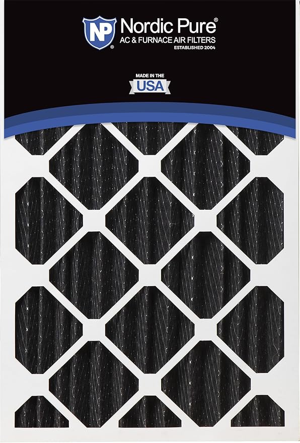 Nordic Pure 16x25x4 (Actual Size: 15 1/2 x 24 1/2 x 3 5/8) Pure Carbon Pleated Odor Reduction Merv 8 Furnace Filters 6 Pack