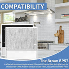BP57 Range Hood Filter with Light Lens pack 2 for Broan-NuTone 43000 Series Stove Hood Vent Air Filter-Kitchen Exhaust Grease Aluminum Filter- 11-3/8 x 11-3/4 In