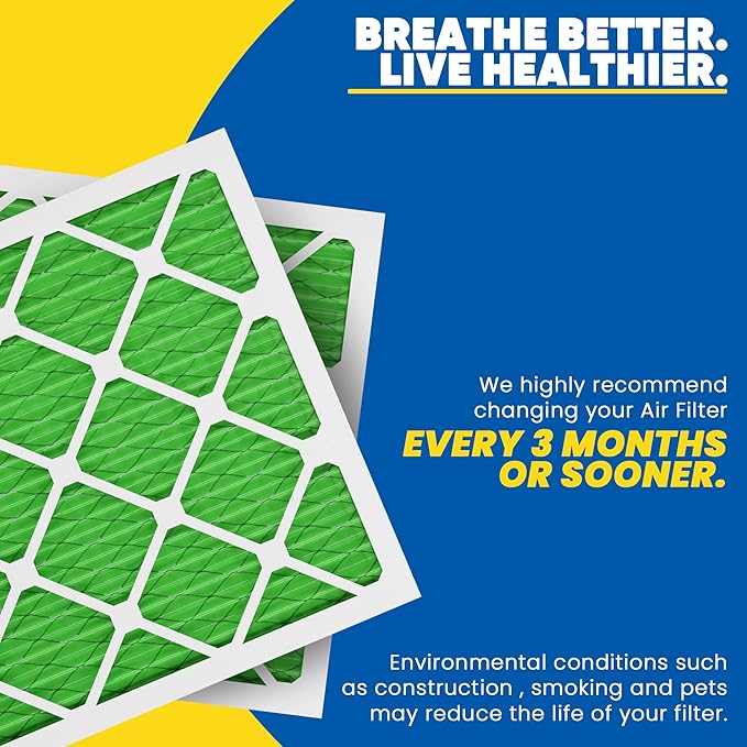 Maycold MERV 13 14x30x1 Air Filter (2-Pack), High-Efficiency Pleated AC & Furnace Filters, Actual Size: 13.70” x 29.70” x 0.75”, Individually Wrapped in Plastic