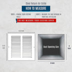 Fits 8x8 Duct Opening | Steel Return Air Grille by Handua | Vent Cover Grill for Sidewall and Ceiling | White | HVAC Cold Air Intake Grille | Outer Dimensions: 9.75"W X 9.75"
