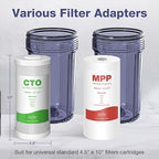 SimPure Whole House Water Filter System, 2 Stages Clear Home Water Pre-Filtration with Carbon and Sediment Filters, Reduce Odor, Chlorine, Taste, Iron, 1" NPT Brass Port, BPA Free(DB10C-2)