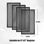 Floor Register Vent Cover, 6"x12" Magnetic Air Vent Screen Mesh Covers for Home Floor/Wall/Ceiling Registers Air Vent Filters, Black (4 Packs)