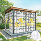 Lemon Outdoor Curtains for Patio Lemon Leaves Summer Plaid Buffalo Waterproof Outside Curtains with Grommet Top Weatherproof Curtain for Cabana Pergola Gazebo, 1 Panel, 54" W x 108" L