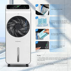 COSTWAY Portable Evaporative Air Cooler, 3-in-1 Swamp Cooler w/Remote Control, 360° Rotating Fan Blade, 3 Modes, 12H Timer, 2 Ice Packs, Air Cooling Fan with Fan & Humidifier for Room Home Office