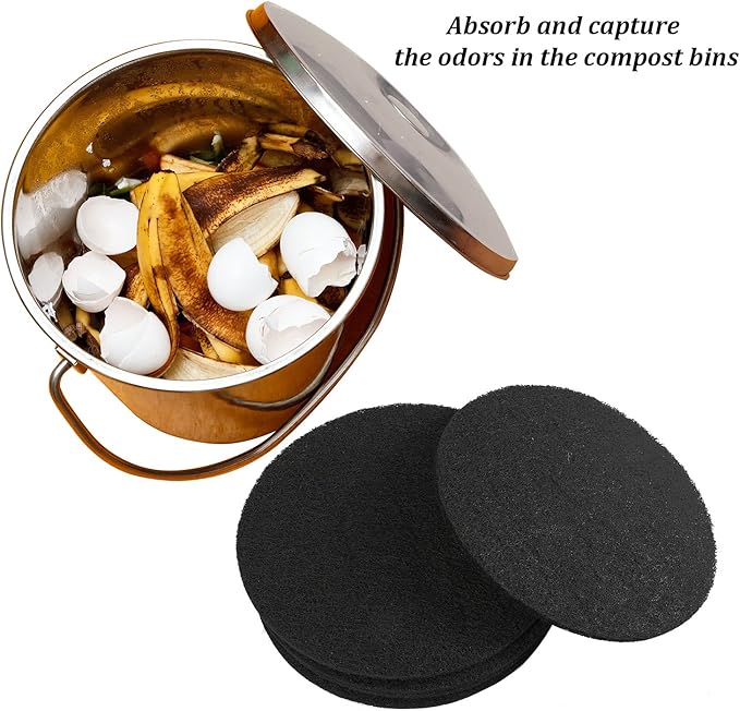Resinta 6 Compost Bin Filters - Activated Carbon Compost Bin Replacement Filters (6.25 Inches)