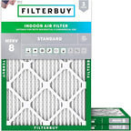 Filterbuy 16x22x1 Air Filter MERV 8 Essential Dust & Allergy Defense (3-Pack), Electrostatic Pleated HVAC AC Furnace Filters Replacement, Made in USA (Actual Size: 15.50 x 21.50 x 0.75)