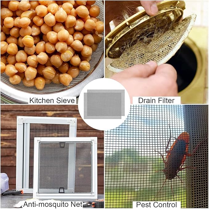 Stainless Steel Woven Wire Mesh, 304 Stainless Steel Insect Screen Mesh, 20 Mesh 120 Mesh Air Vent Mesh Metal Woven Wire Mesh for Vent, Filter, Window & Garden