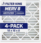Filter King 12x12x2 Air Filter | 4-PACK | MERV 8 HVAC Pleated A/C Furnace Filters | MADE IN USA | Actual Size: 11.5 x 11.5 x 1.75"
