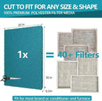Reusable Air Filters 20x30-Cut to Size Furnace Filter,MERV 6 High Air Flow Air Filter material for AC,Home & RV,Washable Replacement Air Conditioner with 24 Hook Tabs (Actual 20x30x0.5 in.)