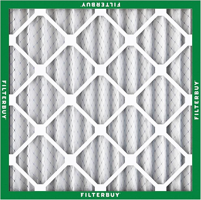 Filterbuy 25x25x2 Air Filter MERV 8 Essential Dust & Allergy Defense (2-Pack), Electrostatic Pleated HVAC AC Furnace Filters Replacement, Made in USA (Actual Size: 24.50 x 24.50 x 1.75)