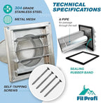 (5 Inch) Wall Vent Cover with Metal Mesh Screen,Exterior Hood Vent for House,Extended air Pipe.