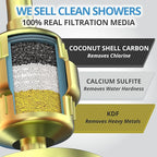 weAQUA Heavy Duty Shower Filter Family 2 PACK – 99% Removal for Hard Water, Chlorine, Fluoride, Heavy Metals, Micro-life, Organics and More (Matte Gold)