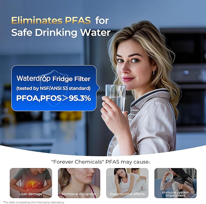 Waterdrop Plus EDR3RXD1 Replacement for Everydrop® Filter 3, 4396841, 4396710, Kenmore® 46-9083, 46-9030, WDP-F08, NSF/ANSI 401&53 Refrigerator Water Filter, 3 Filters