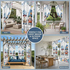 Ocean Gnome Outdoor Curtains for Patio Summer Marine Plumeria Shell Wooden Waterproof Outside Curtains with Grommet Top Weatherproof Curtain for Cabana Pergola Gazebo, 2 Pack, 54" W x 95" L
