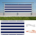 Privacy Fence Screen 2.6' x 6.6' UV Protection 96% Privacy Screen for Fence, Includes Cable Ties for Porch Deck Backyard Patio Garden, Blue Stripes