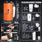 Metal Housing Personal Filter - Effectively Captures Smoke and Removes Odors,Long-Term Use, Equipped with Replaceable Cartridge (Orange)