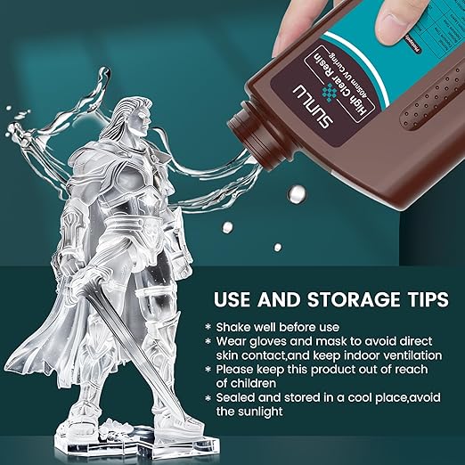 SUNLU High Clear 3D Printer Resin, High Transparency 3D Printing Resin, Resist Yellowing Clear Resin, 405nm UV Curing 3D Printing Photopolymer Resin, Suitable for LCD/DLP/SLA 3D Resin Printer, 1000g