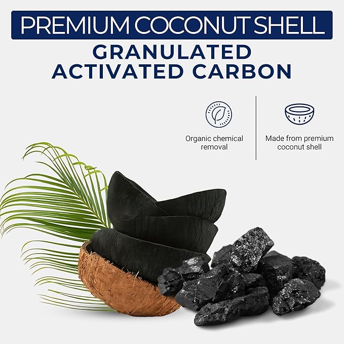IPW Industries Bulk Activated Carbon - Coconut Shell Granular Activated Charcoal (GAC) for Water Filtration - Replacement Media for Pre and Post Carbon Water Filters (1 lb)