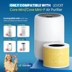 Core Mini Replacement Filter Compatible with LEVOIT Core mini-P Air Purifier, 3-in-1 Pre, H13 True HEPA, Activated Carbon Filtration System,Core Mini-RF,4 Filter & 10 Fragrance Sponge，Yellow