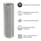 PATIKIL 40" L x 10" W Woven Wire Mesh, 12 Mesh 316L Stainless Steel Air Vent Filter Screen for Window Security Vent Cover Filtration Animals Fence