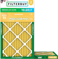 Filterbuy 10x20x1 Air Filter MERV 11 Superior Pet & Allergy Defense (2-Pack), Electrostatic Pleated HVAC AC Furnace Filters Replacement, Made in USA (Actual Size: 9.50 x 19.50 x 0.75)