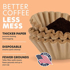 Tupkee Coffee Filters 8-12 Cups - 200 Count, Basket Style, Natural Brown Unbleached Coffee Filter, Made in the USA