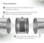 Vent Systems 8" Inch Inline Air Filter - Duct Filter - G4 Class Filtration Purifier System with Steel Mesh Screen - Air Vent Filters for Dust Collection/Air Purification - Rigid/Flexible Vent Hose