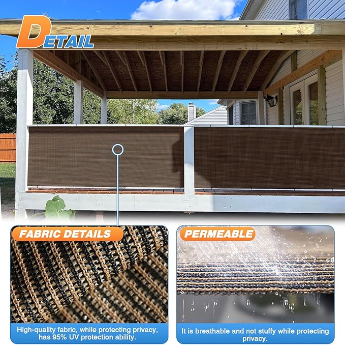 TANG Sun Shade Fabric Roll 8'x125' Shade Cloth for Garden Brown HDPE Mesh Shading Pergola Cover Replacement Canopy, 95% Blockage Sunshades for Outdoor Patio Backyard Plant