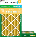 Filterbuy 16x30x2 Air Filter MERV 11 Superior Pet & Allergy Defense (2-Pack), Electrostatic Pleated HVAC AC Furnace Filters Replacement, Made in USA (Actual Size: 15.69 x 29.69 x 1.75)