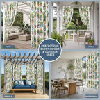 Summer Cactus Outdoor Curtains for Patio Cactus Tropical Plant Wooden Waterproof Outside Curtains with Grommet Top Weatherproof Curtain for Cabana Pergola Gazebo, 2 Pack, 54" W x 84" L