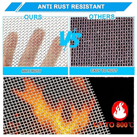 Stainless Steel Mesh Screen 20Mesh 304, 15.7" x 147" (40x375cm) Metal Mesh Screen, Rust Free Fine Wire Mesh Roll, 1mm Hole Easy to Cur For Vent Mesh, Window Screen, Filters, Cage, Garden Covers