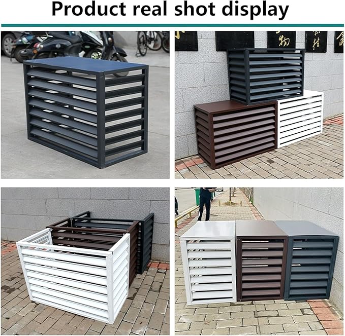 Aluminum Outdoor Condenser Protective Cover, freestanding Enclosure to Cover Garbage Or Ac Units, beautiful and durable appearance, suitable for gardens, balconies, walls, courtyards ( Color : THREE-W