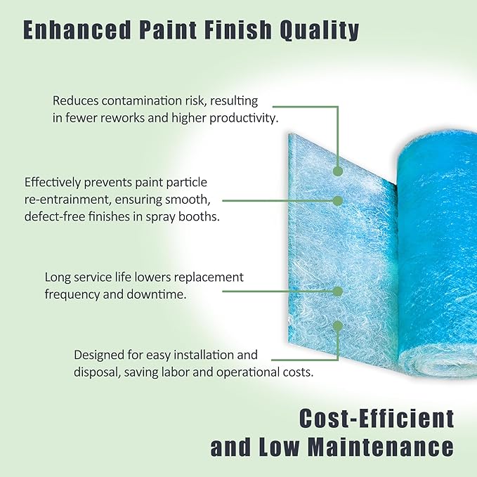 Fiberglass Paint Booth Filter Roll for Spray Booth 18-Gram Blue 200ft (48" x 200ft)